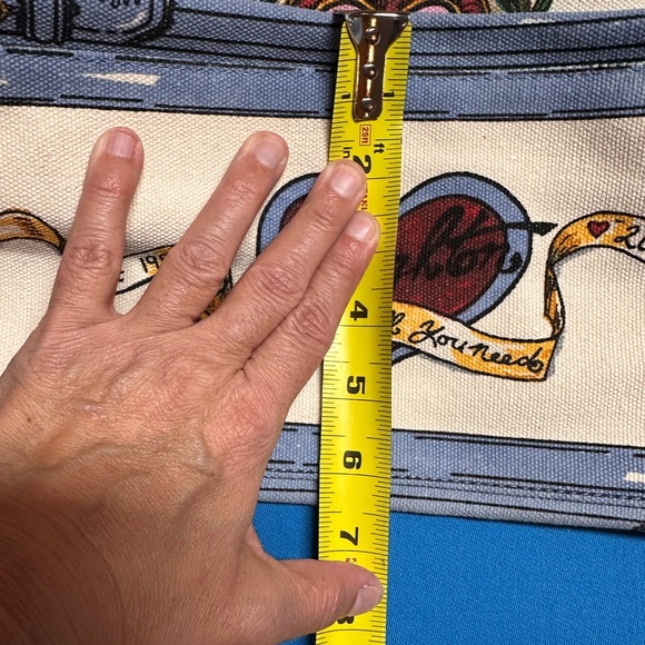 NWT Brighton In Love We Trust Promo Tote Bag Canvas Blue Leather Handles - Picture 12 of 15